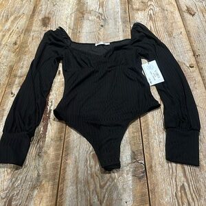 Long sleeve soft ribbed surplus bodysuit
